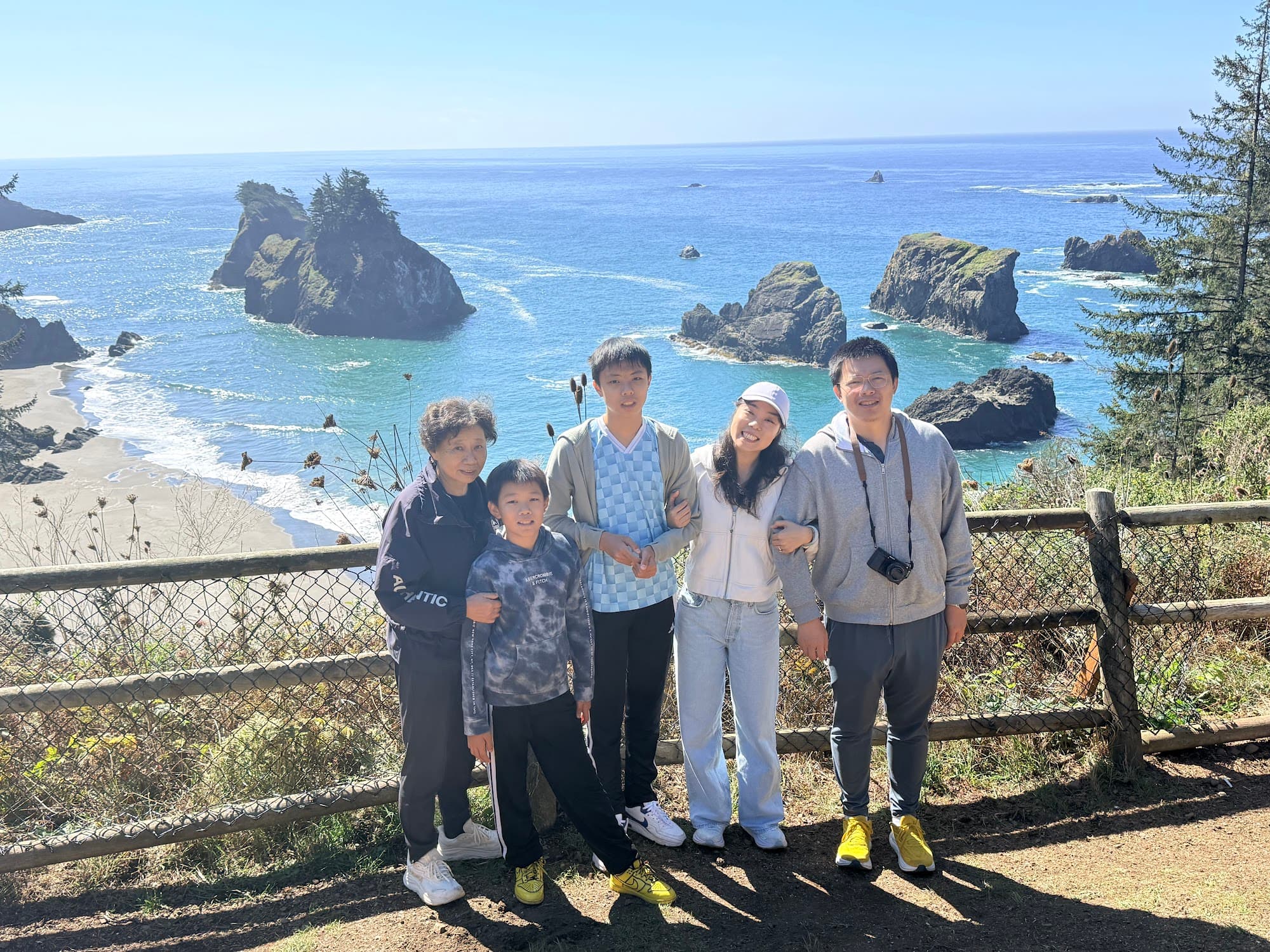 The family at a coastal viewpoint