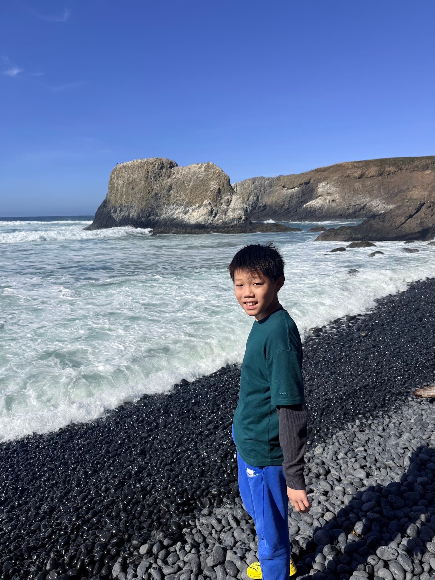 Black cobblestones at Cobble Beach