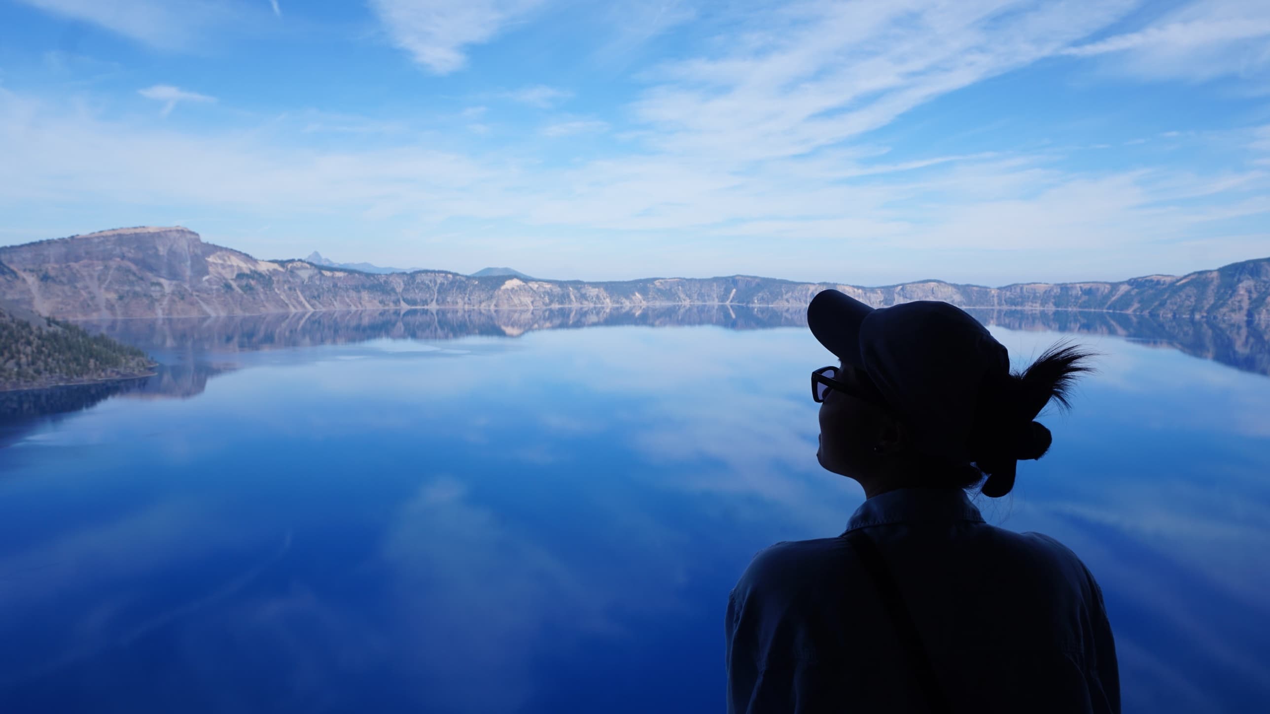 Silhouette against the lake